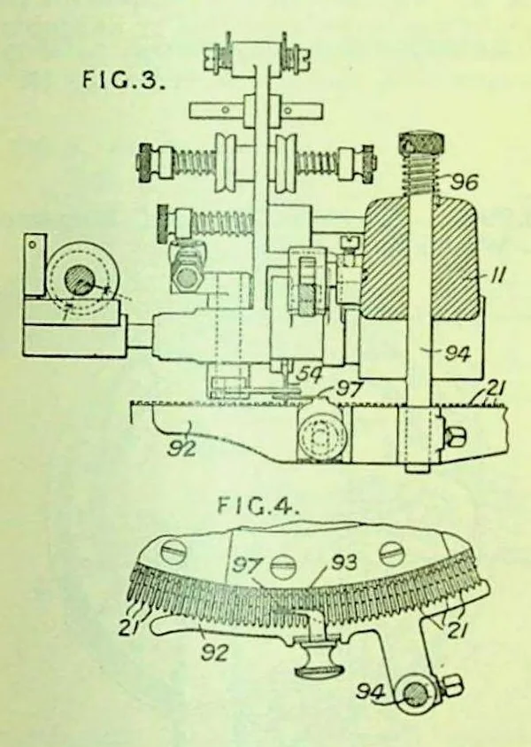 An illustration from British Patent Office - Abridgments Class 112 Sewing Embroidering 1921-1925, 1929, leaf 204