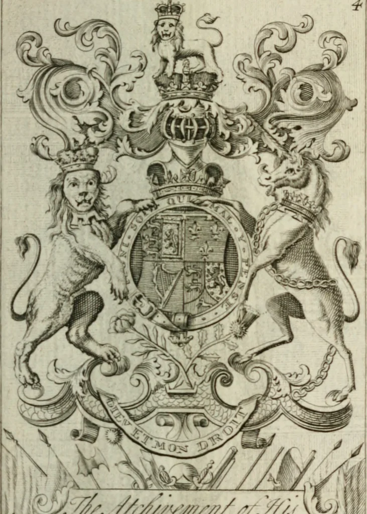 An illustration from The British compendium; or, Rudiments of honour: Containing the origin of the Scots, and succession of their kings for above 2000 years;, 1741, leaf 12