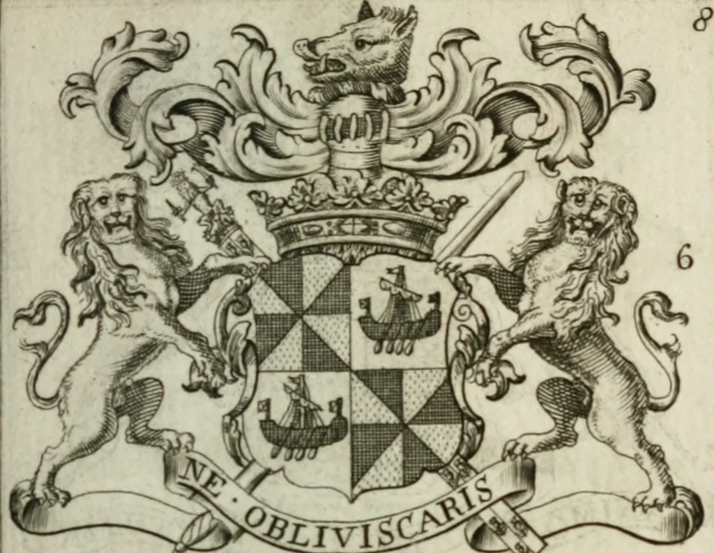 An illustration from The British compendium; or, Rudiments of honour: Containing the origin of the Scots, and succession of their kings for above 2000 years;, 1741, leaf 16
