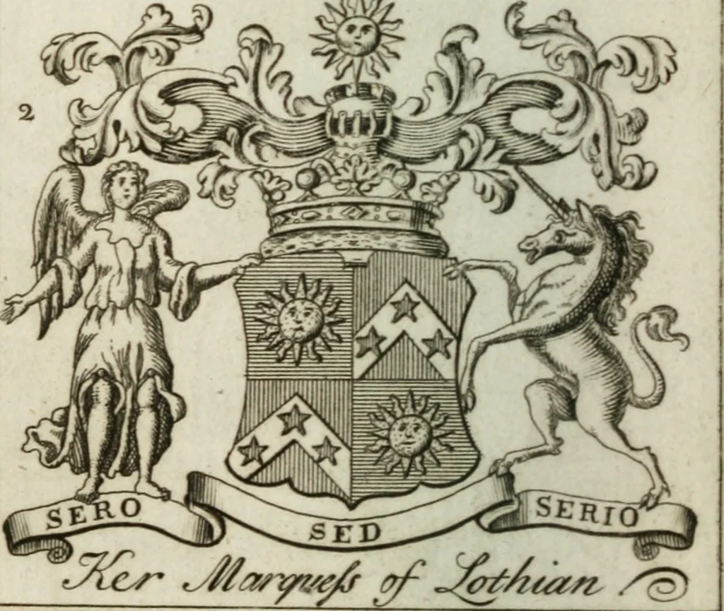 An illustration from The British compendium; or, Rudiments of honour: Containing the origin of the Scots, and succession of their kings for above 2000 years;, 1741, leaf 23