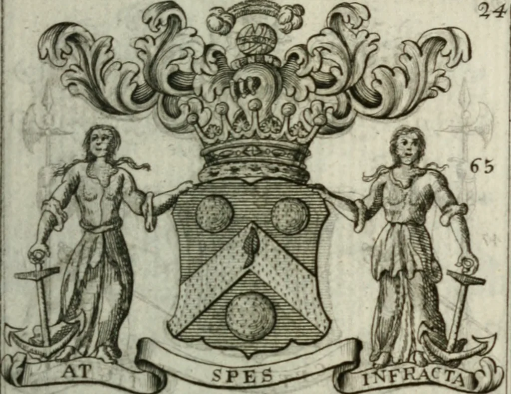 An illustration from The British compendium; or, Rudiments of honour: Containing the origin of the Scots, and succession of their kings for above 2000 years;, 1741, leaf 32