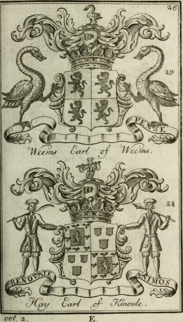 An illustration from The British compendium; or, Rudiments of honour: Containing the origin of the Scots, and succession of their kings for above 2000 years;, 1741, leaf 34