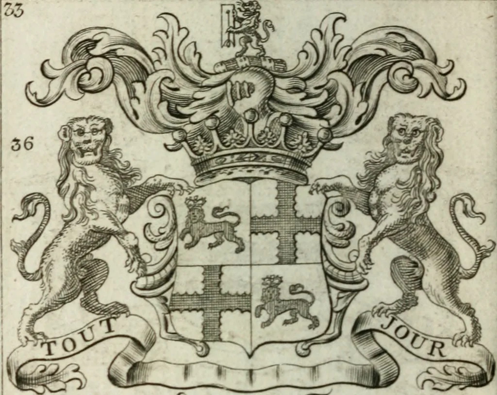 An illustration from The British compendium; or, Rudiments of honour: Containing the origin of the Scots, and succession of their kings for above 2000 years;, 1741, leaf 41