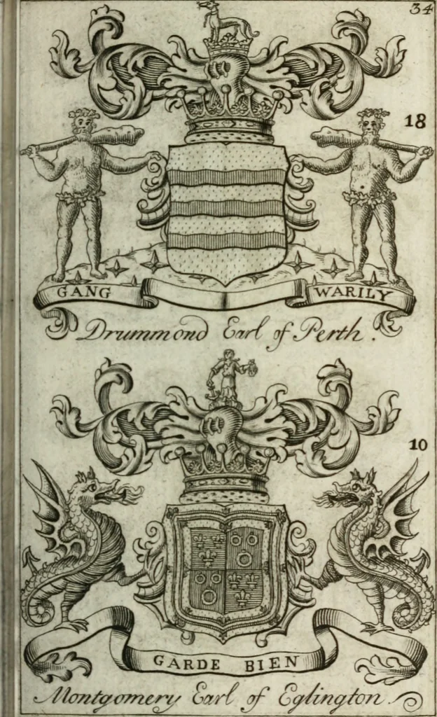 An illustration from The British compendium; or, Rudiments of honour: Containing the origin of the Scots, and succession of their kings for above 2000 years;, 1741, leaf 42