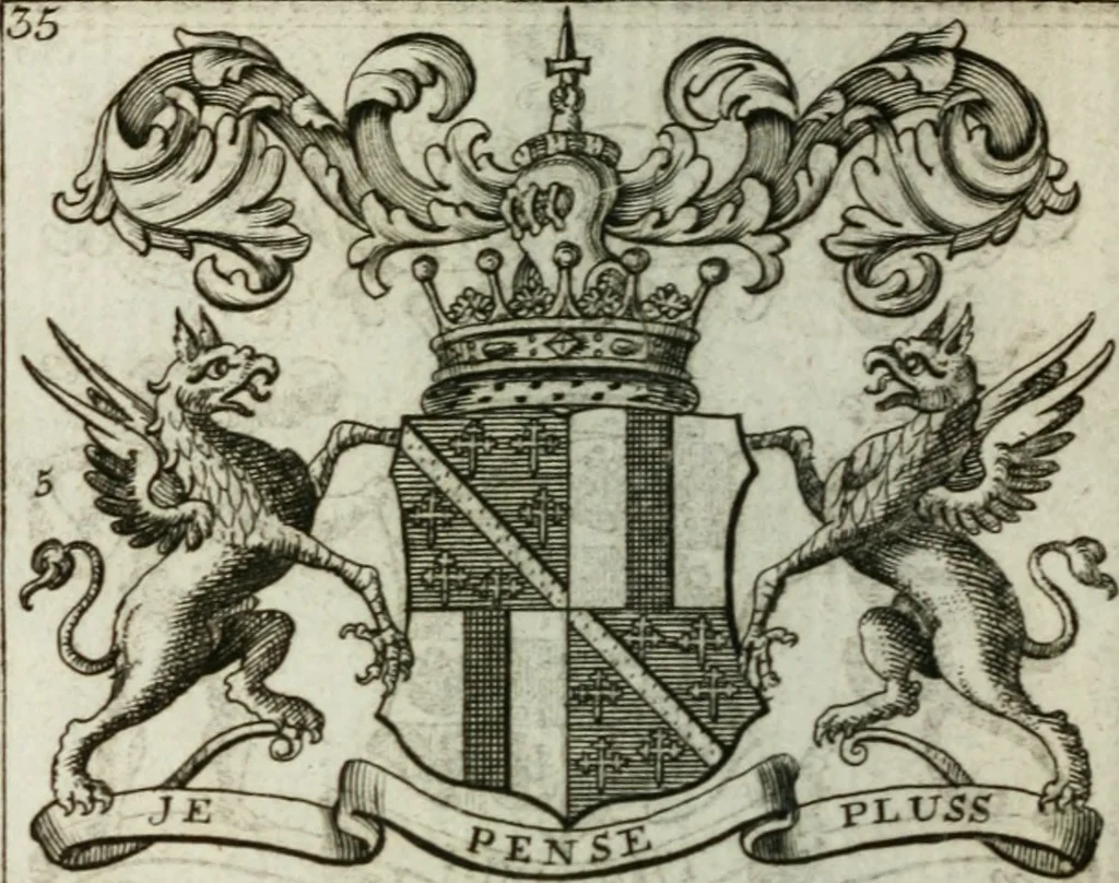 An illustration from The British compendium; or, Rudiments of honour: Containing the origin of the Scots, and succession of their kings for above 2000 years;, 1741, leaf 43
