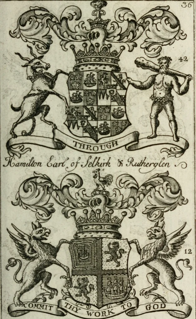 An illustration from The British compendium; or, Rudiments of honour: Containing the origin of the Scots, and succession of their kings for above 2000 years;, 1741, leaf 44