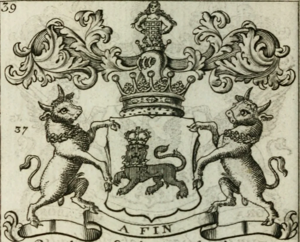 An illustration from The British compendium; or, Rudiments of honour: Containing the origin of the Scots, and succession of their kings for above 2000 years;, 1741, leaf 47