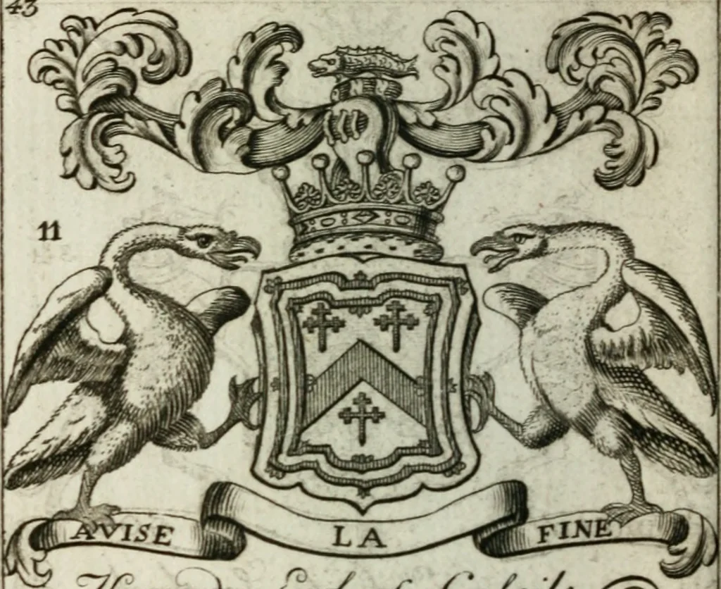 An illustration from The British compendium; or, Rudiments of honour: Containing the origin of the Scots, and succession of their kings for above 2000 years;, 1741, leaf 51