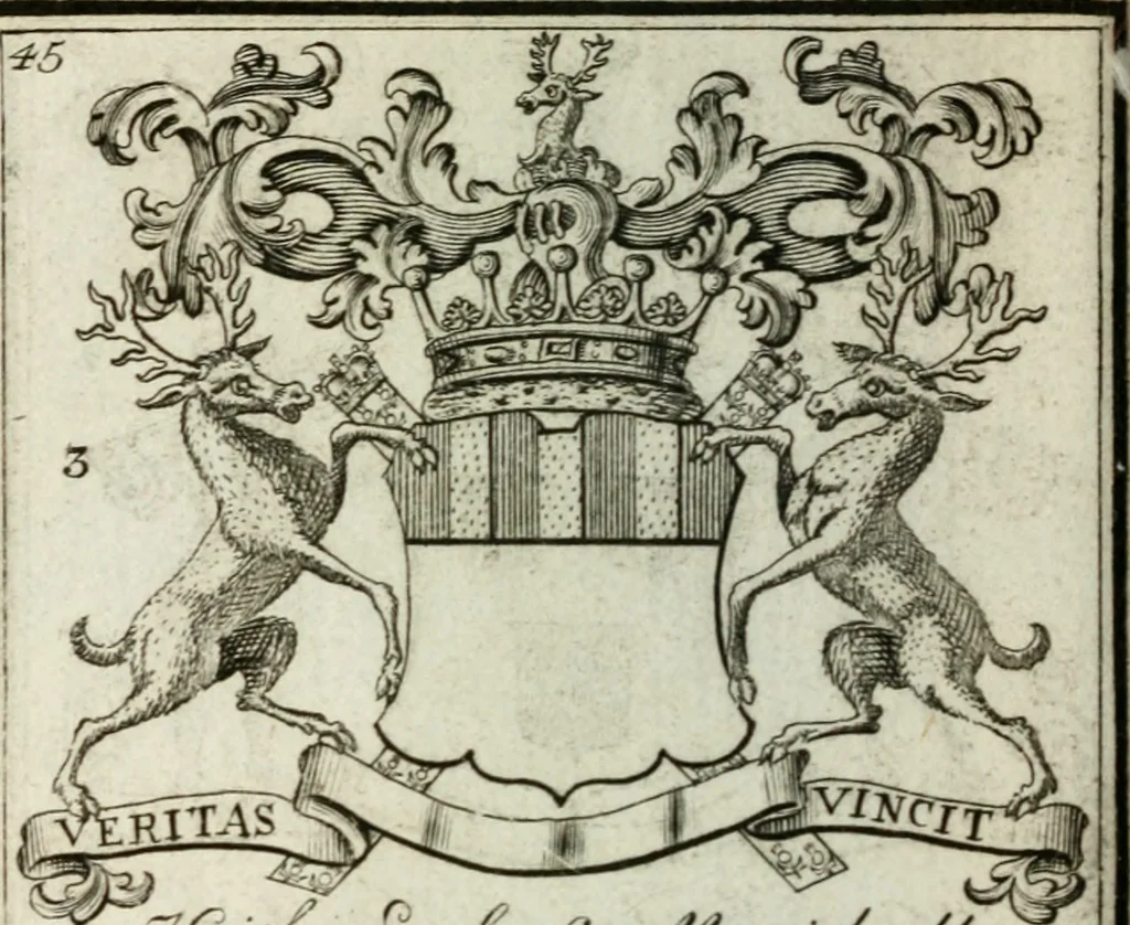 An illustration from The British compendium; or, Rudiments of honour: Containing the origin of the Scots, and succession of their kings for above 2000 years;, 1741, leaf 53