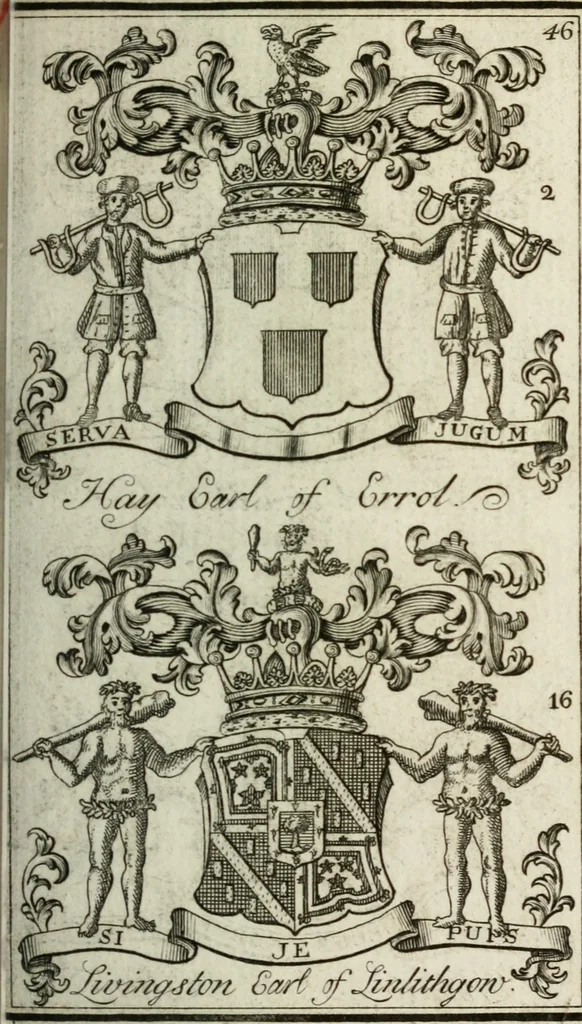 An illustration from The British compendium; or, Rudiments of honour: Containing the origin of the Scots, and succession of their kings for above 2000 years;, 1741, leaf 54