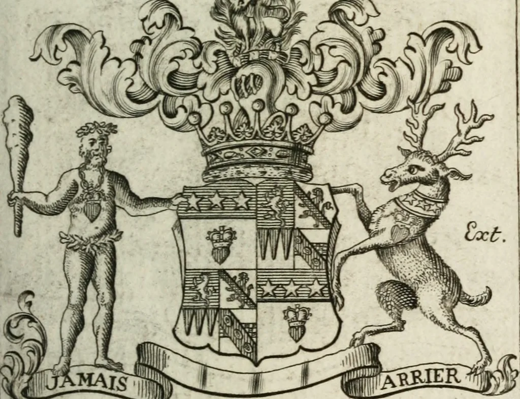 An illustration from The British compendium; or, Rudiments of honour: Containing the origin of the Scots, and succession of their kings for above 2000 years;, 1741, leaf 58
