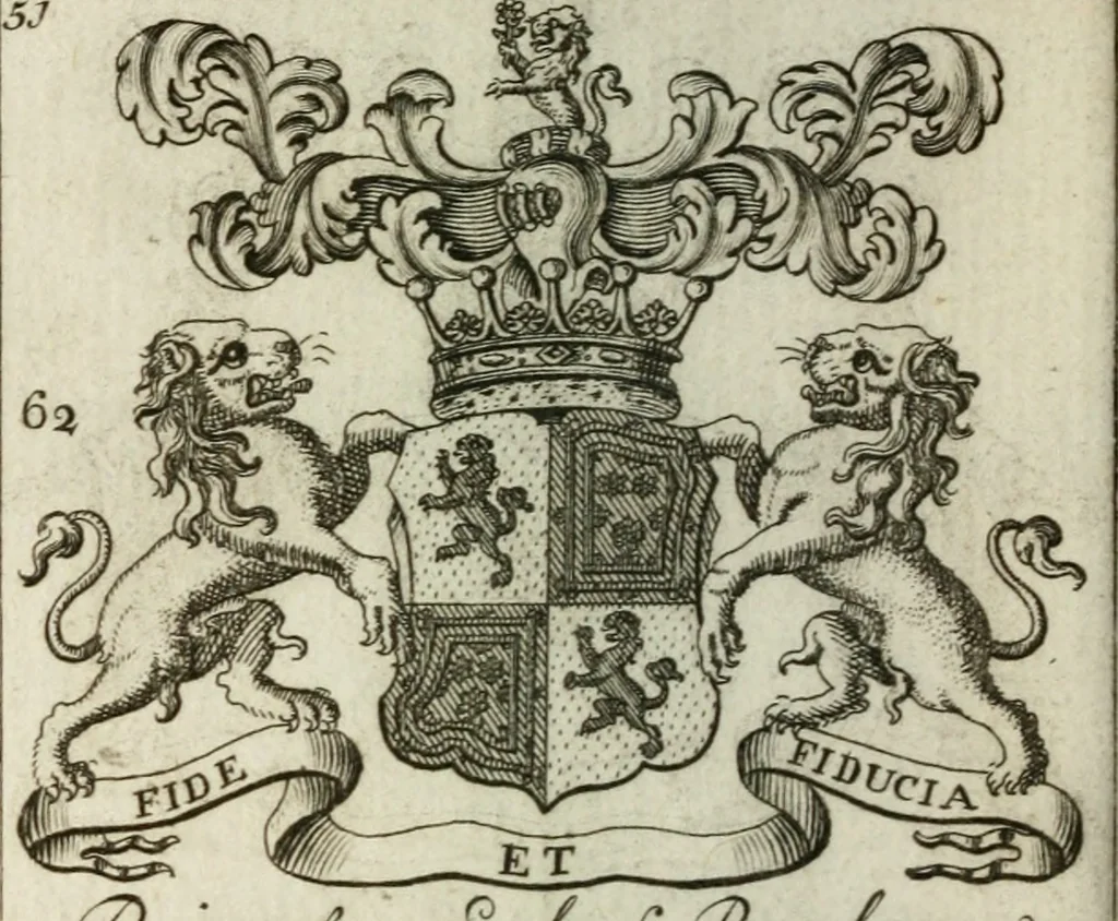 An illustration from The British compendium; or, Rudiments of honour: Containing the origin of the Scots, and succession of their kings for above 2000 years;, 1741, leaf 59