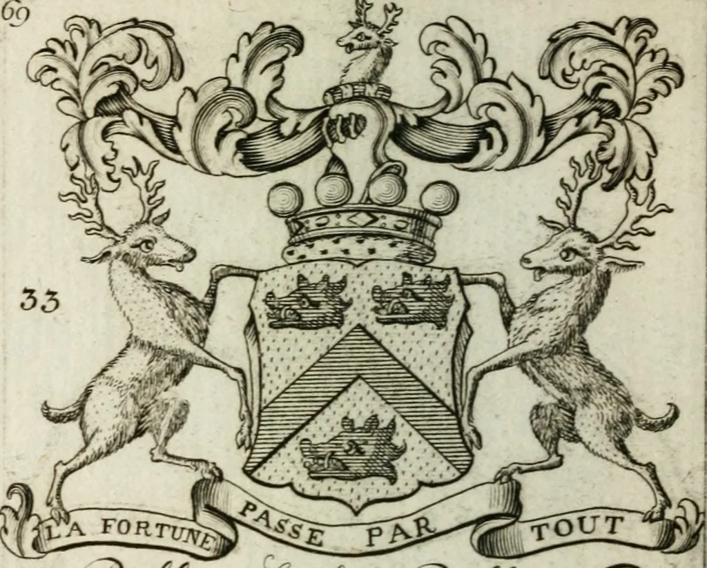 An illustration from The British compendium; or, Rudiments of honour: Containing the origin of the Scots, and succession of their kings for above 2000 years;, 1741, leaf 77