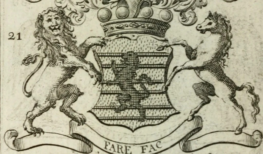 An illustration from The British compendium; or, Rudiments of honour: Containing the origin of the Scots, and succession of their kings for above 2000 years;, 1741, leaf 85