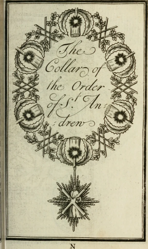An illustration from The British compendium; or, Rudiments of honour: Containing the origin of the Scots, and succession of their kings for above 2000 years;, 1741, leaf 98