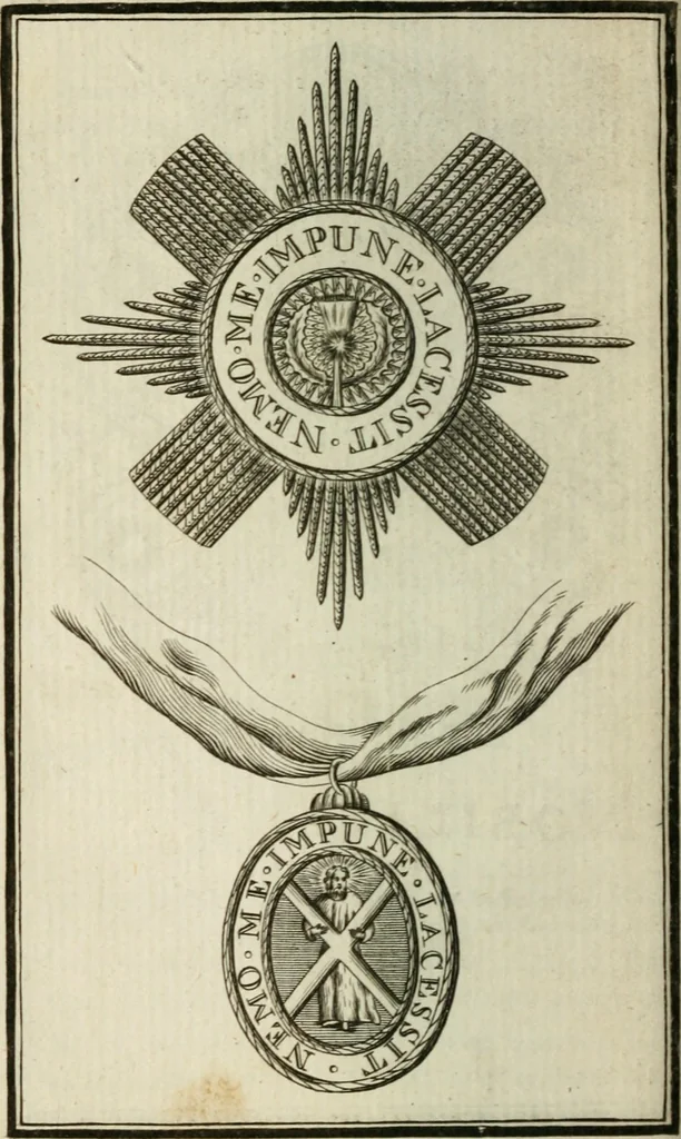 An illustration from The British compendium; or, Rudiments of honour: Containing the origin of the Scots, and succession of their kings for above 2000 years;, 1741, leaf 99