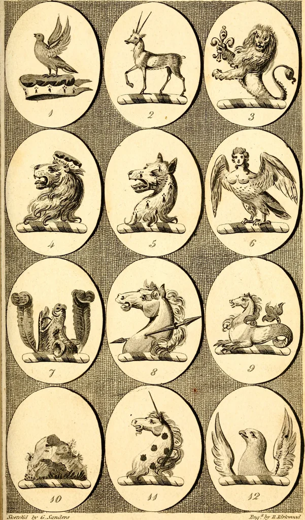 An illustration from British crests : containing the crests and mottos of the families of Great Britain and Ireland; together with those of the principal cities; and a glossary of heraldic terms, 1817, leaf 106