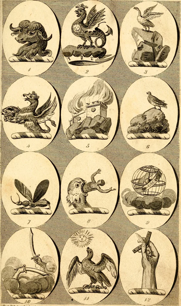 An illustration from British crests : containing the crests and mottos of the families of Great Britain and Ireland; together with those of the principal cities; and a glossary of heraldic terms, 1817, leaf 108