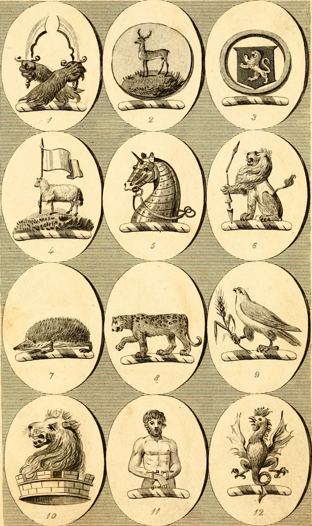 An illustration from British crests : containing the crests and mottos of the families of Great Britain and Ireland; together with those of the principal cities; and a glossary of heraldic terms, 1817, leaf 112