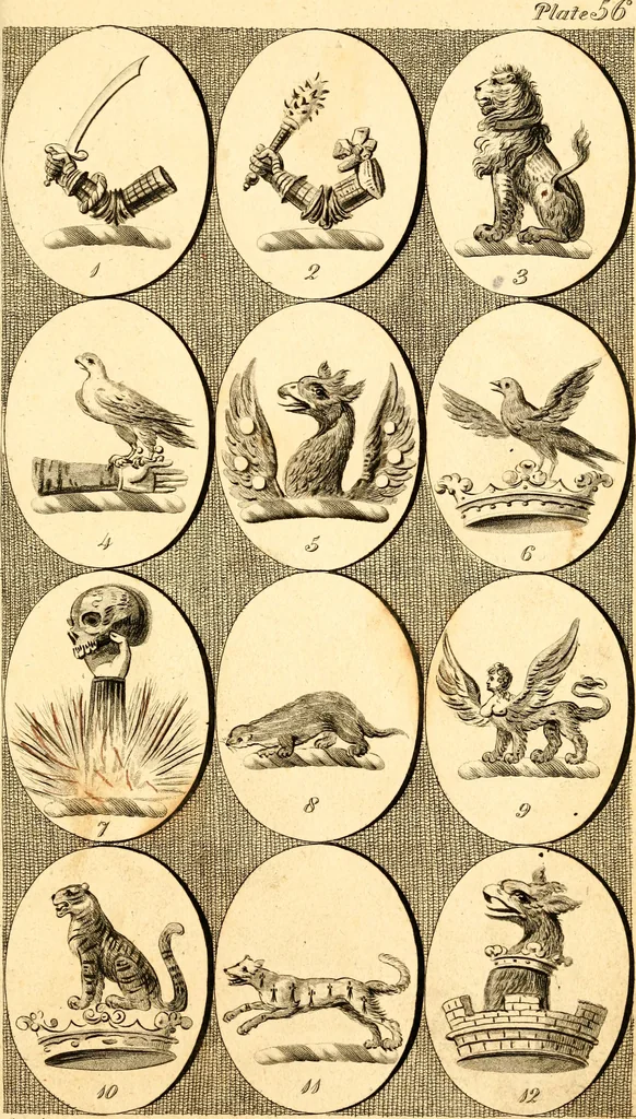 An illustration from British crests : containing the crests and mottos of the families of Great Britain and Ireland; together with those of the principal cities; and a glossary of heraldic terms, 1817, leaf 118