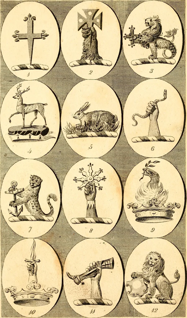 An illustration from British crests : containing the crests and mottos of the families of Great Britain and Ireland; together with those of the principal cities; and a glossary of heraldic terms, 1817, leaf 120