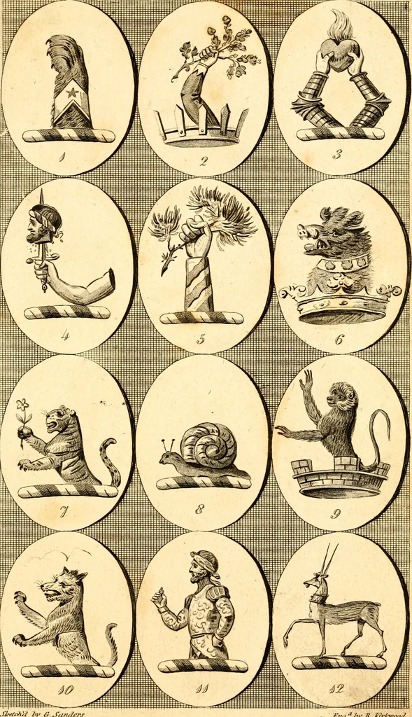 An illustration from British crests : containing the crests and mottos of the families of Great Britain and Ireland; together with those of the principal cities; and a glossary of heraldic terms, 1817, leaf 122