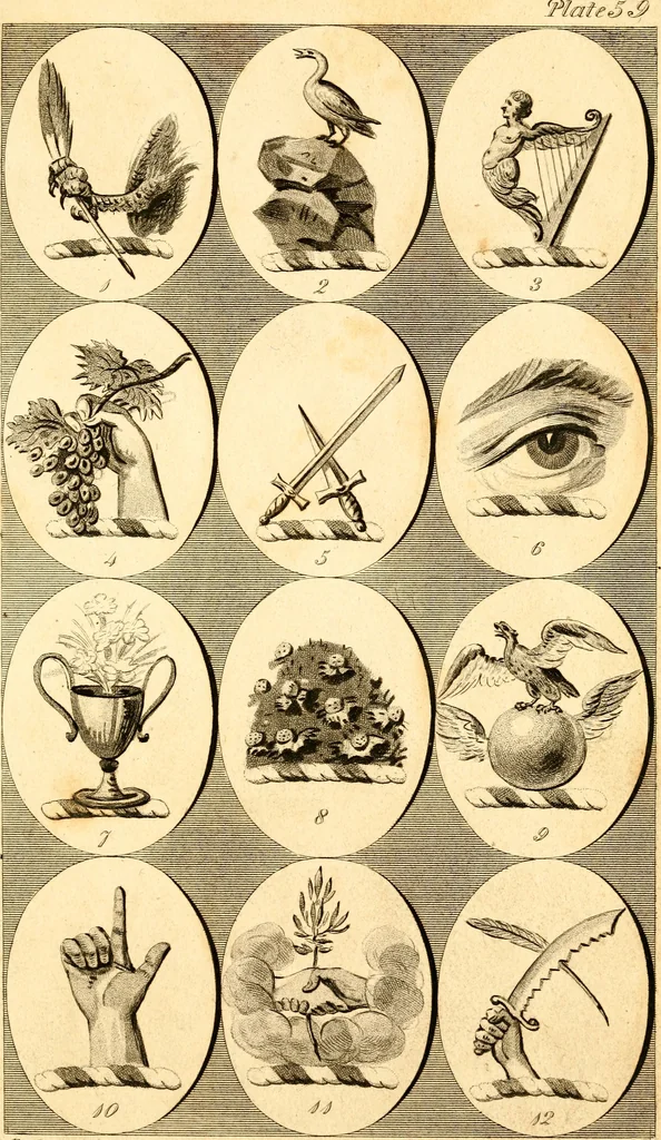 An illustration from British crests : containing the crests and mottos of the families of Great Britain and Ireland; together with those of the principal cities; and a glossary of heraldic terms, 1817, leaf 124