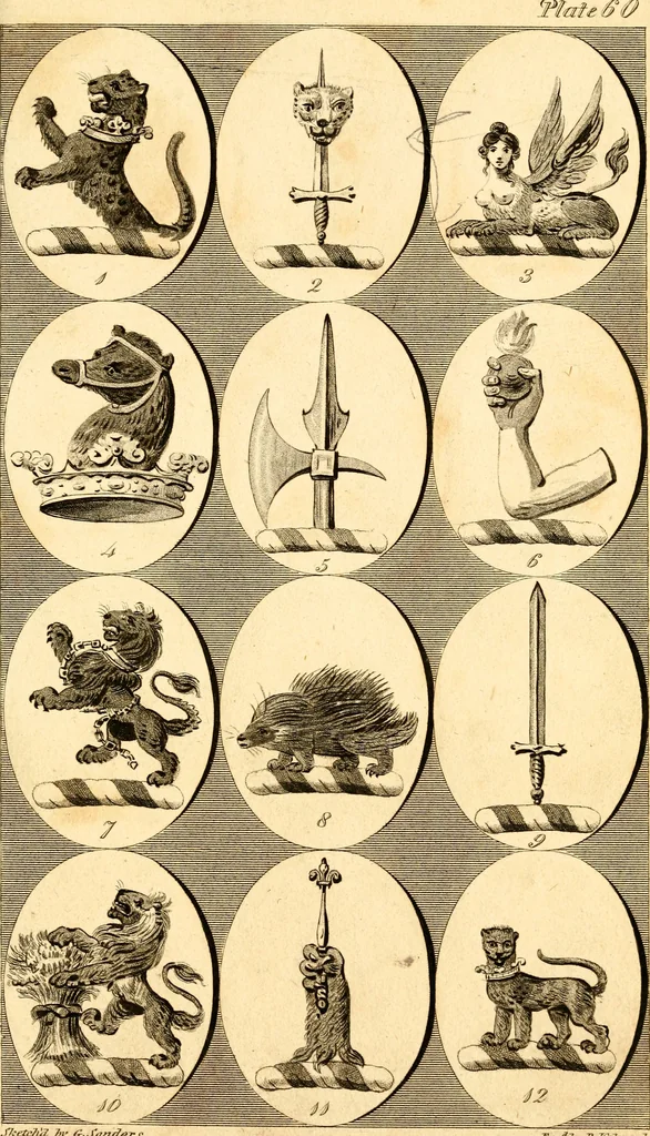 An illustration from British crests : containing the crests and mottos of the families of Great Britain and Ireland; together with those of the principal cities; and a glossary of heraldic terms, 1817, leaf 126