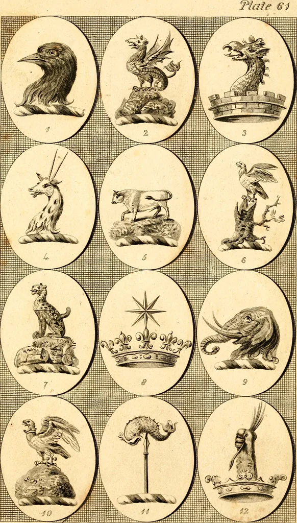 An illustration from British crests : containing the crests and mottos of the families of Great Britain and Ireland; together with those of the principal cities; and a glossary of heraldic terms, 1817, leaf 128