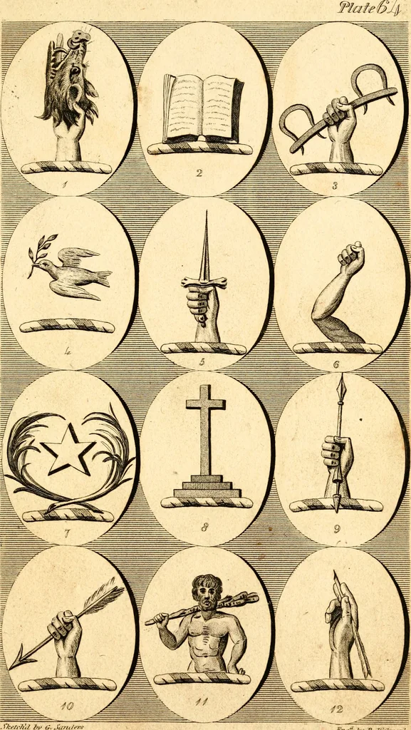An illustration from British crests : containing the crests and mottos of the families of Great Britain and Ireland; together with those of the principal cities; and a glossary of heraldic terms, 1817, leaf 134