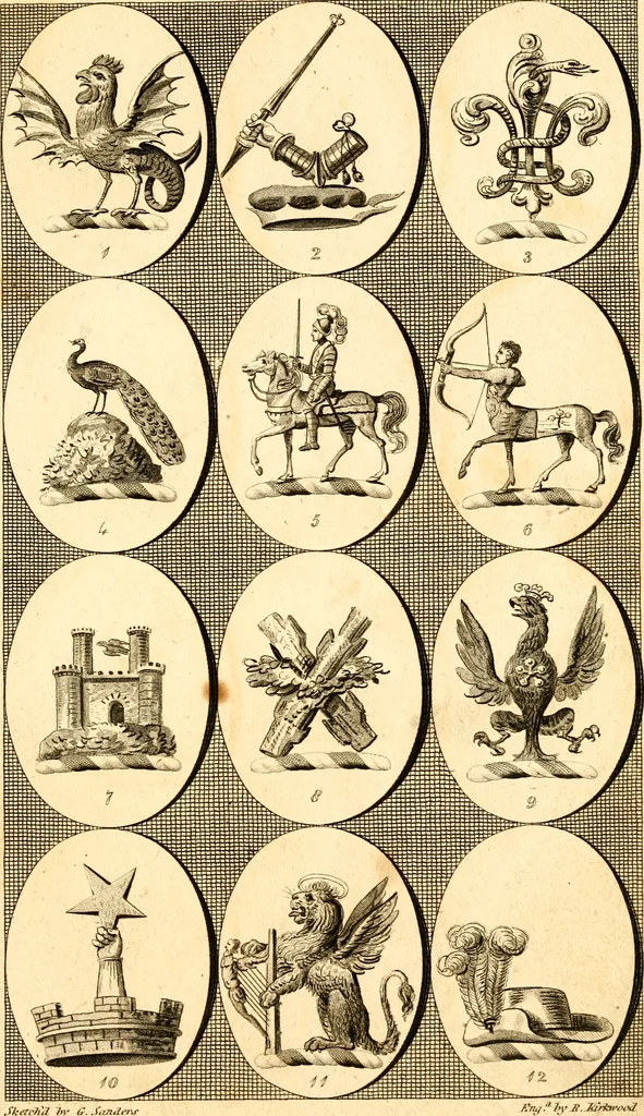 An illustration from British crests : containing the crests and mottos of the families of Great Britain and Ireland; together with those of the principal cities; and a glossary of heraldic terms, 1817, leaf 138