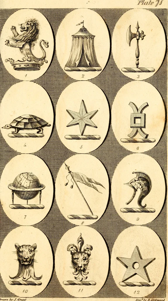 An illustration from British crests : containing the crests and mottos of the families of Great Britain and Ireland; together with those of the principal cities; and a glossary of heraldic terms, 1817, leaf 148