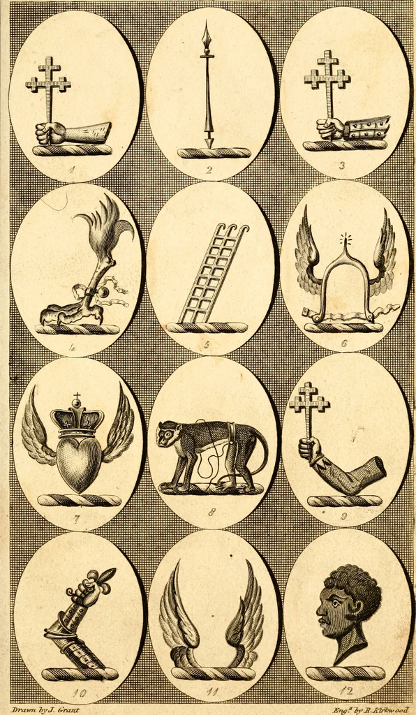 An illustration from British crests : containing the crests and mottos of the families of Great Britain and Ireland; together with those of the principal cities; and a glossary of heraldic terms, 1817, leaf 152