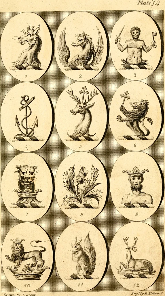 An illustration from British crests : containing the crests and mottos of the families of Great Britain and Ireland; together with those of the principal cities; and a glossary of heraldic terms, 1817, leaf 154
