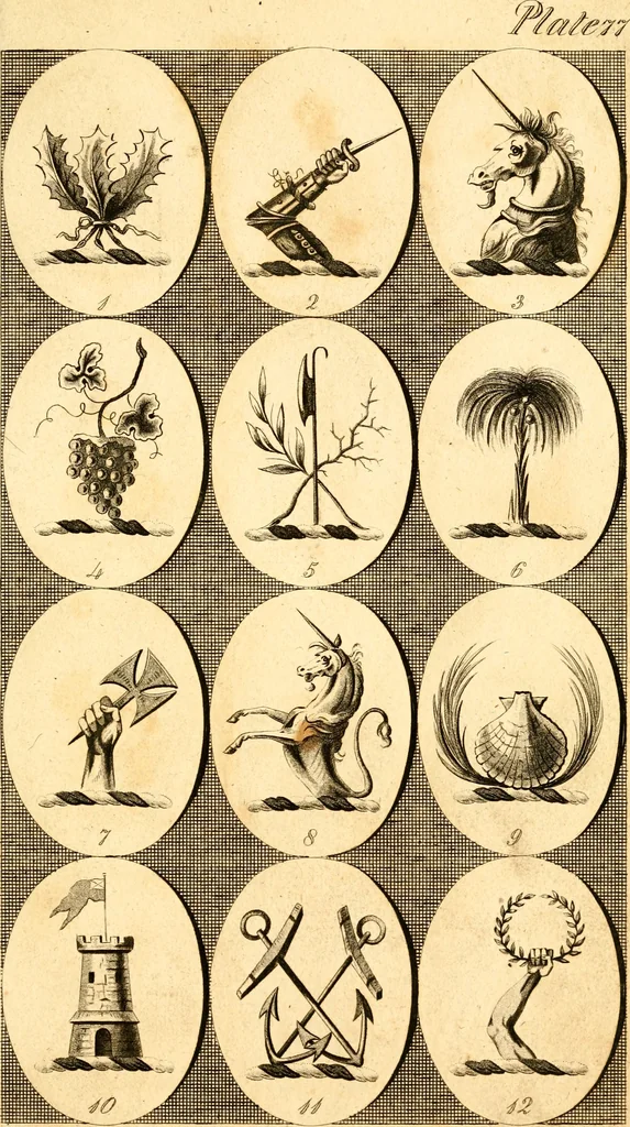 An illustration from British crests : containing the crests and mottos of the families of Great Britain and Ireland; together with those of the principal cities; and a glossary of heraldic terms, 1817, leaf 160