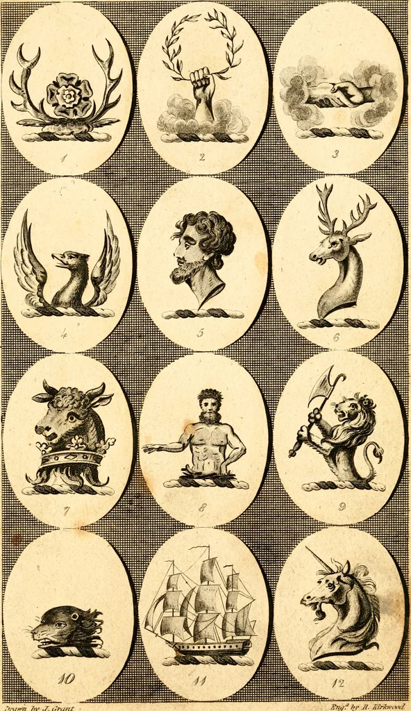 An illustration from British crests : containing the crests and mottos of the families of Great Britain and Ireland; together with those of the principal cities; and a glossary of heraldic terms, 1817, leaf 164