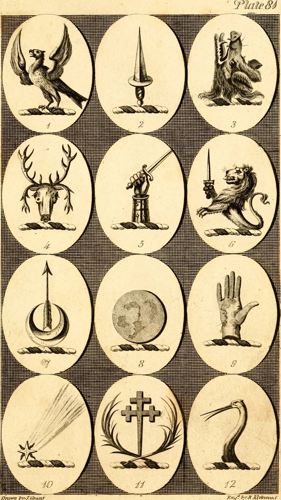 An illustration from British crests : containing the crests and mottos of the families of Great Britain and Ireland; together with those of the principal cities; and a glossary of heraldic terms, 1817, leaf 168