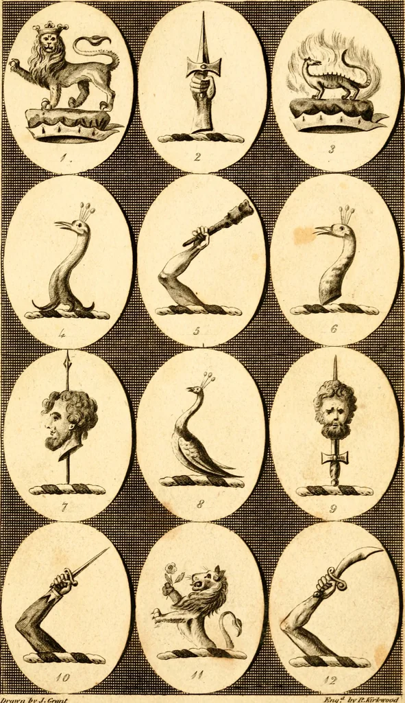 An illustration from British crests : containing the crests and mottos of the families of Great Britain and Ireland; together with those of the principal cities; and a glossary of heraldic terms, 1817, leaf 176