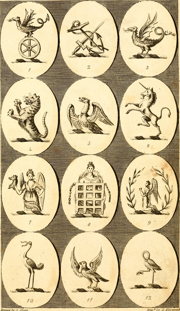An illustration from British crests : containing the crests and mottos of the families of Great Britain and Ireland; together with those of the principal cities; and a glossary of heraldic terms, 1817, leaf 178