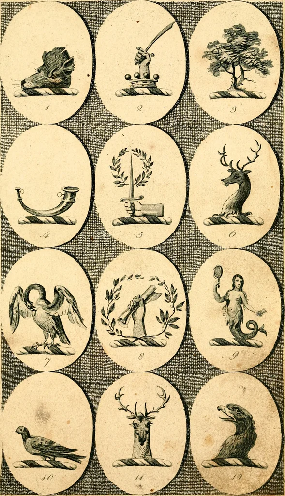 An illustration from British crests : containing the crests and mottos of the families of Great Britain and Ireland; together with those of the principal cities; and a glossary of heraldic terms, 1817, leaf 18