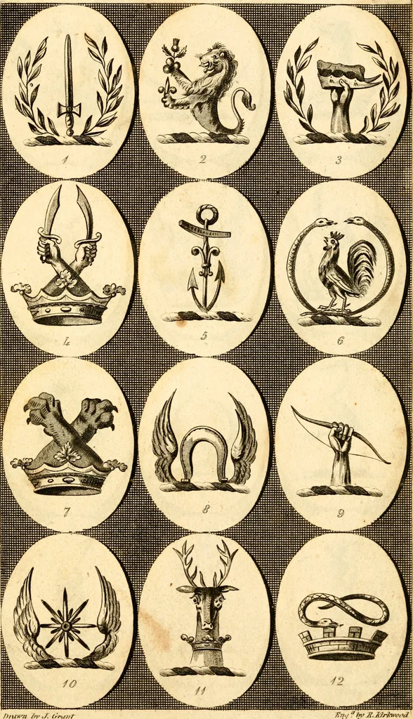 An illustration from British crests : containing the crests and mottos of the families of Great Britain and Ireland; together with those of the principal cities; and a glossary of heraldic terms, 1817, leaf 184