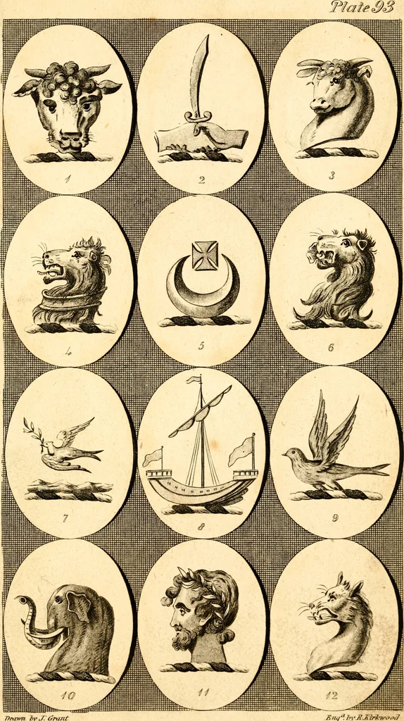 An illustration from British crests : containing the crests and mottos of the families of Great Britain and Ireland; together with those of the principal cities; and a glossary of heraldic terms, 1817, leaf 192