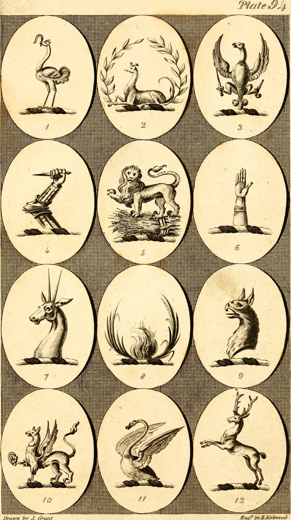 An illustration from British crests : containing the crests and mottos of the families of Great Britain and Ireland; together with those of the principal cities; and a glossary of heraldic terms, 1817, leaf 194