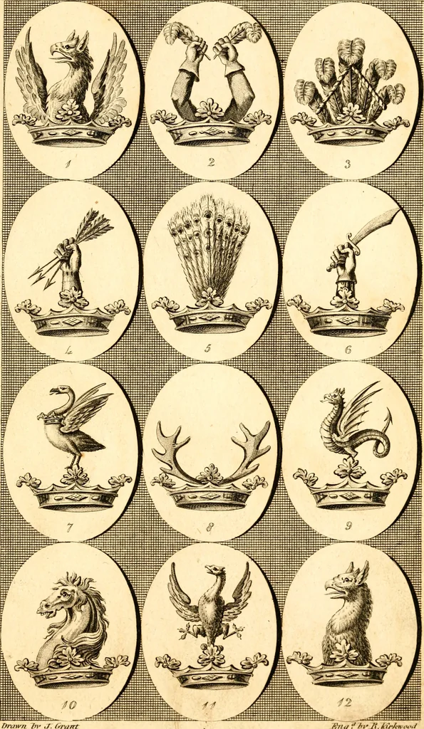 An illustration from British crests : containing the crests and mottos of the families of Great Britain and Ireland; together with those of the principal cities; and a glossary of heraldic terms, 1817, leaf 202
