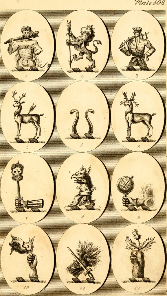 An illustration from British crests : containing the crests and mottos of the families of Great Britain and Ireland; together with those of the principal cities; and a glossary of heraldic terms, 1817, leaf 212