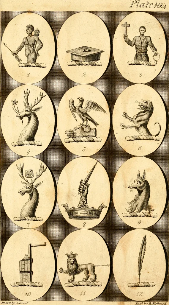 An illustration from British crests : containing the crests and mottos of the families of Great Britain and Ireland; together with those of the principal cities; and a glossary of heraldic terms, 1817, leaf 214