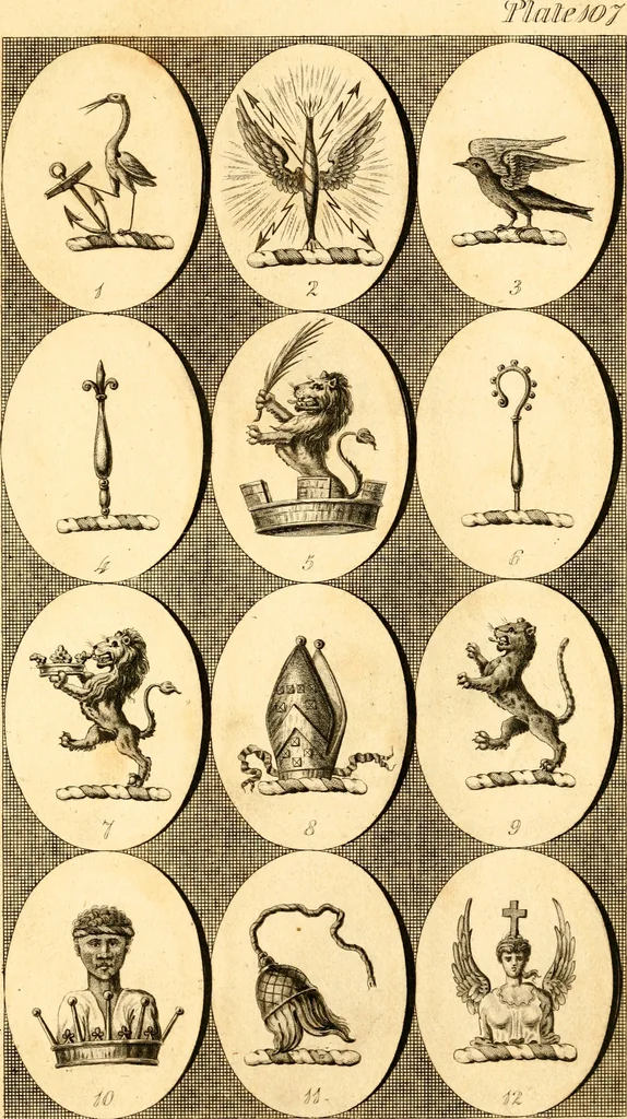 An illustration from British crests : containing the crests and mottos of the families of Great Britain and Ireland; together with those of the principal cities; and a glossary of heraldic terms, 1817, leaf 220