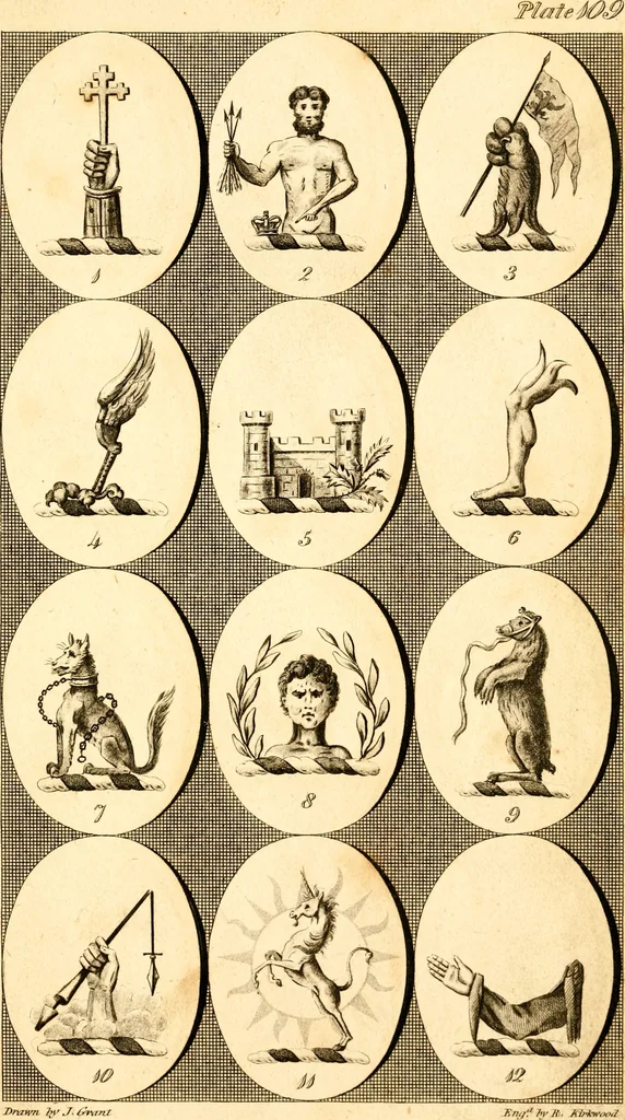 An illustration from British crests : containing the crests and mottos of the families of Great Britain and Ireland; together with those of the principal cities; and a glossary of heraldic terms, 1817, leaf 224