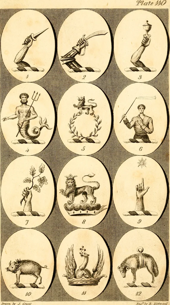 An illustration from British crests : containing the crests and mottos of the families of Great Britain and Ireland; together with those of the principal cities; and a glossary of heraldic terms, 1817, leaf 226