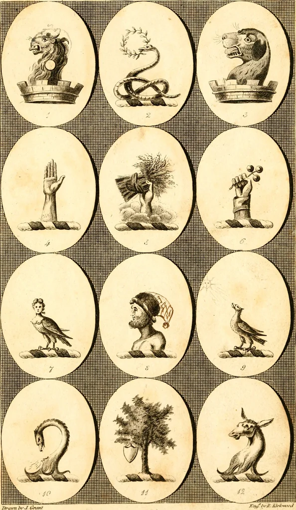 An illustration from British crests : containing the crests and mottos of the families of Great Britain and Ireland; together with those of the principal cities; and a glossary of heraldic terms, 1817, leaf 230